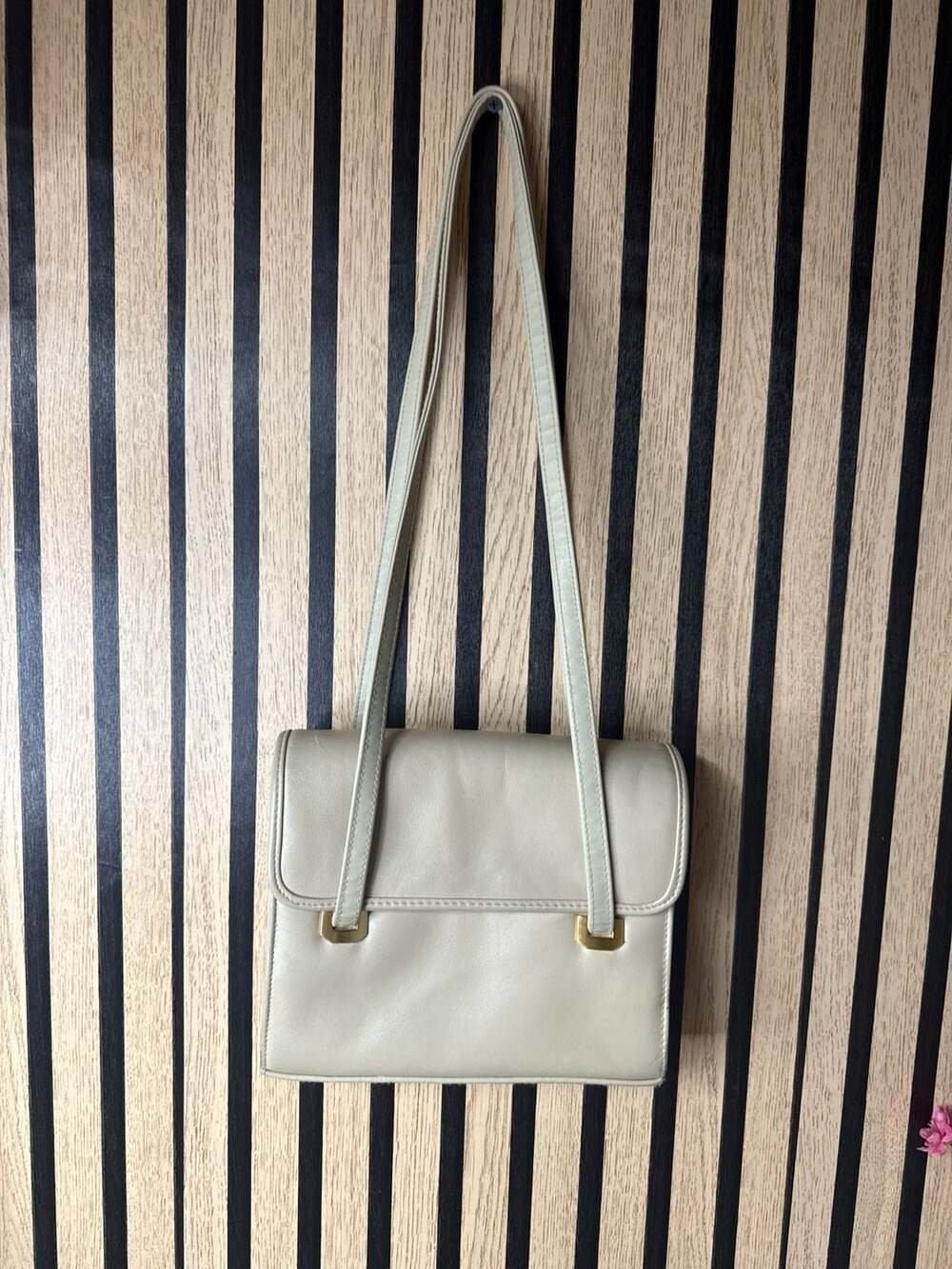 Coletta Off-White Genuine Leather Vintage Shoulder Bag